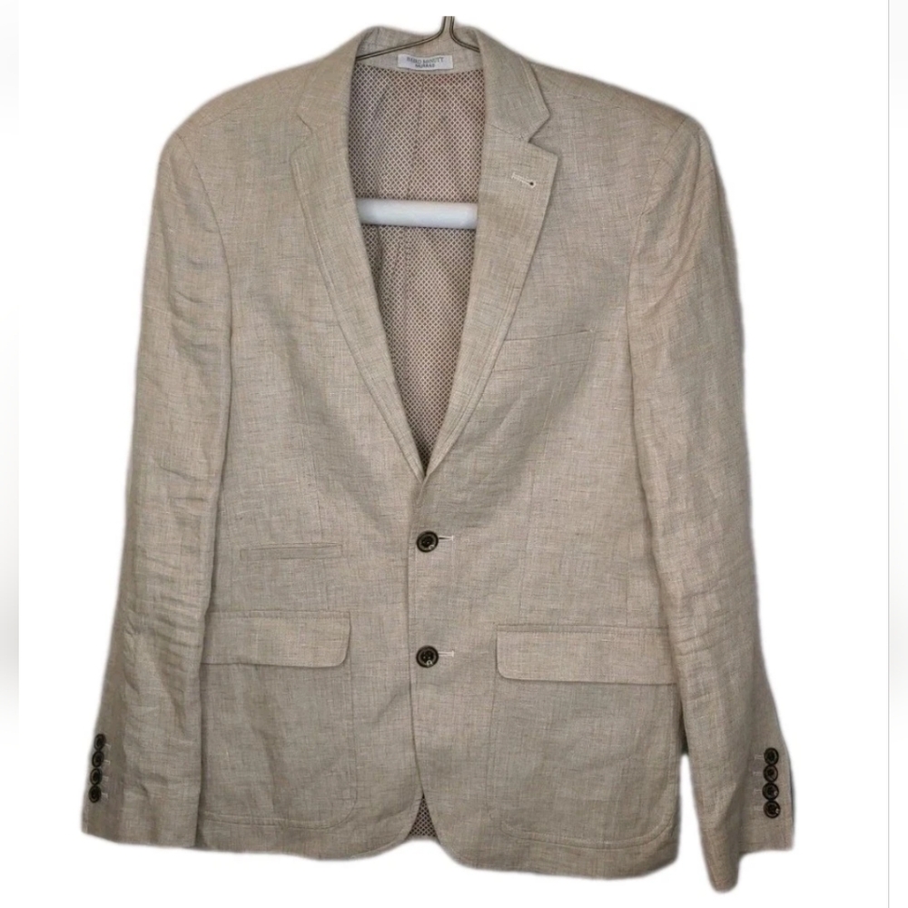 Baird McNutt 100% Linen Blazer Jacket Woman Small Beige Slim Fit Murano Preppy